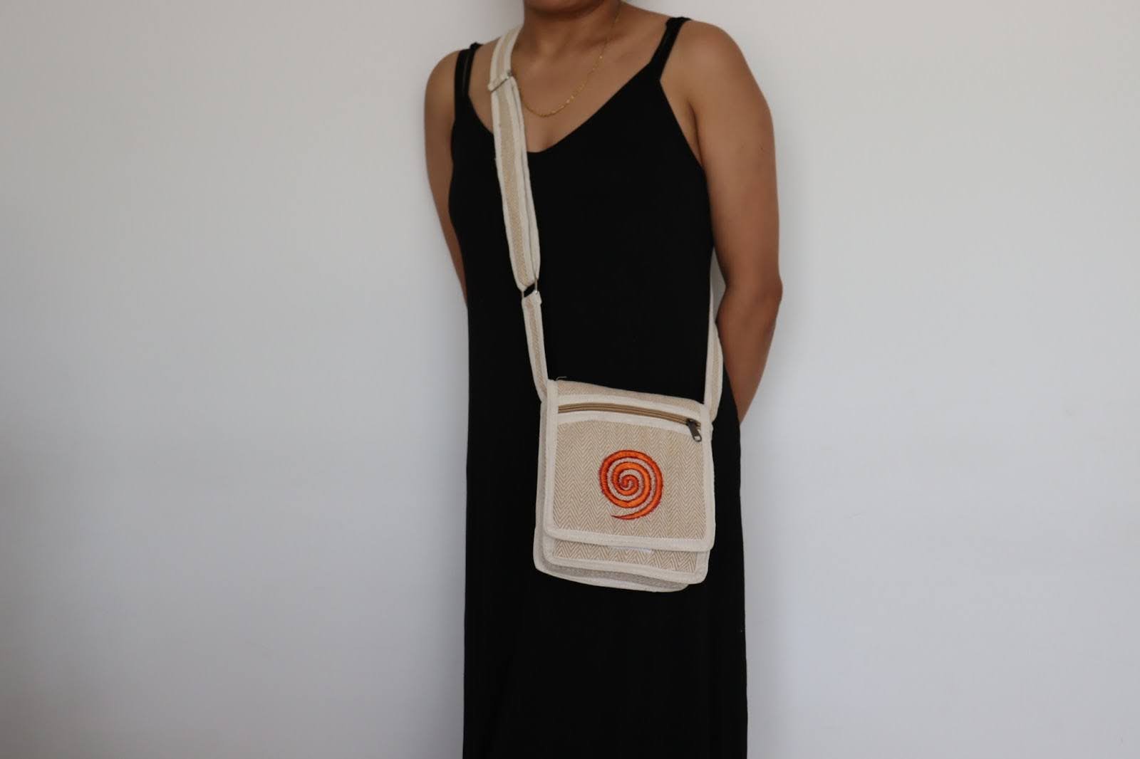 orange Bohemian Woven Crossbody Bag