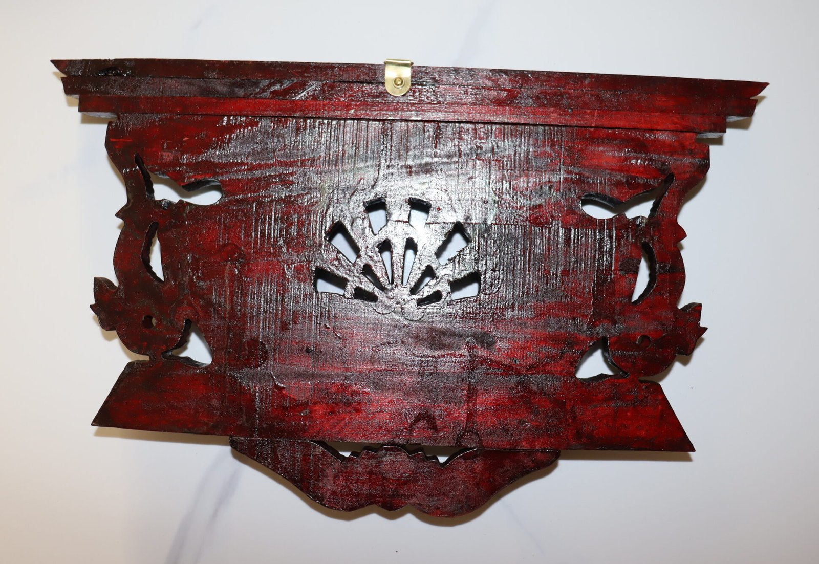 Hand-Carved Wooden Peacock & Dragon Window Carving