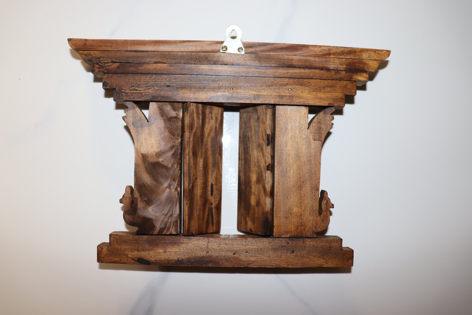 Hand-Carved Ashtamangala Wooden Door Carving (red)