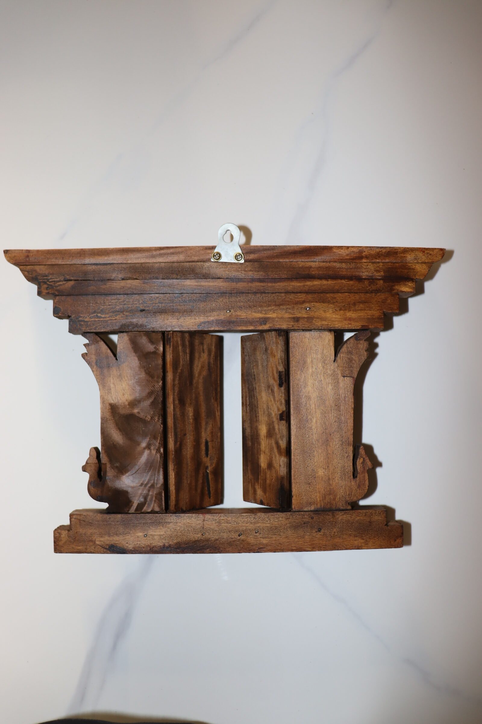 Hand-Carved Ashtamangala Wooden Door Carving (red)