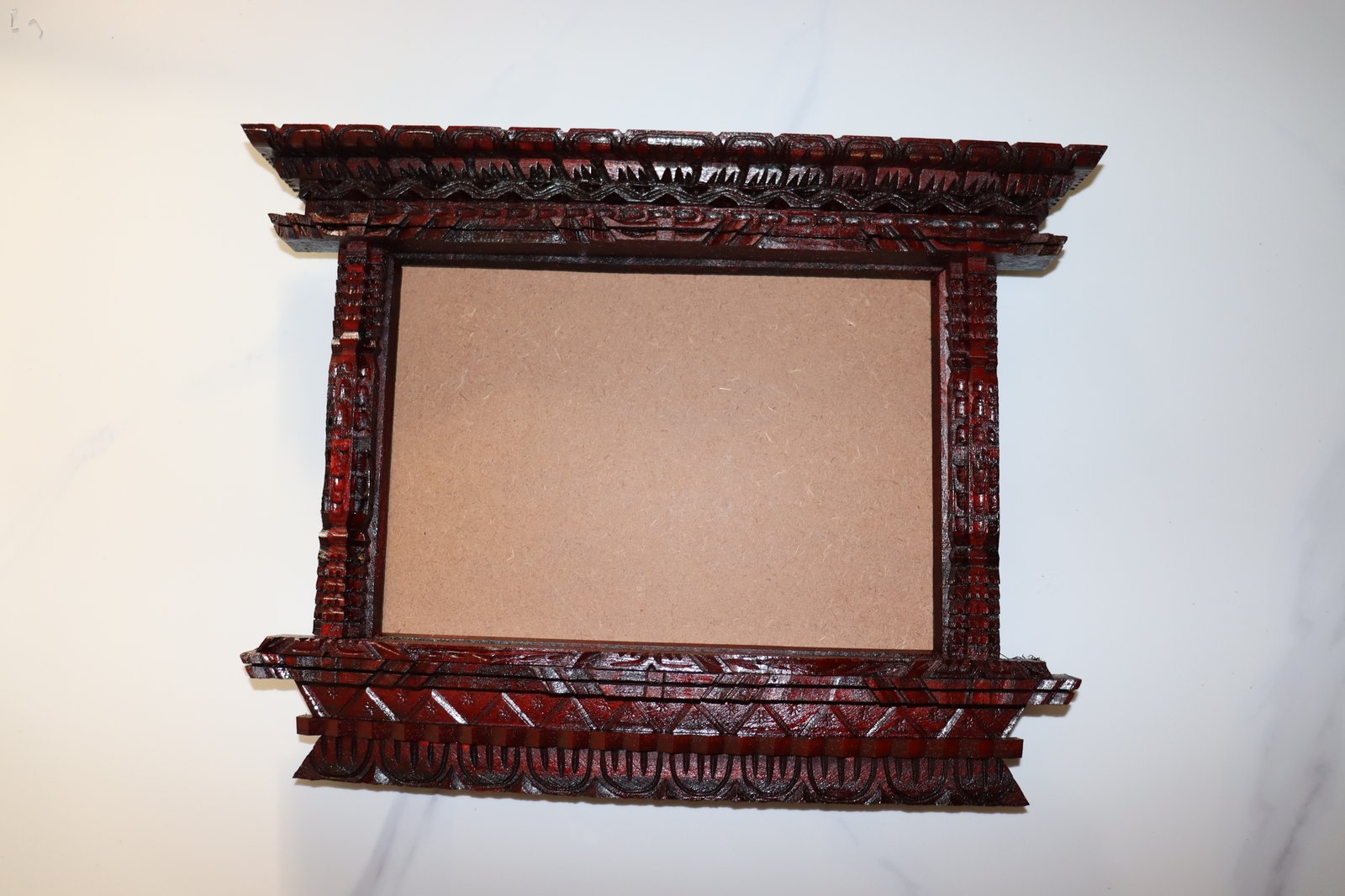 Newari Hand-Carved Wooden Photo Frame – Traditional Window Style (Landscape)